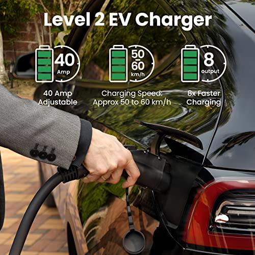 maXpeedingrods Cargador EV de hasta 48amp para Tesla, estación de carga inteligente vehículos eléctricos Wi-Fi 240V J1772 pared EVSE IP65