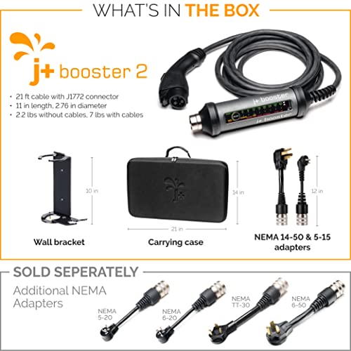 j+ Booster 2 Cargador portátil EVSE 40amp 240v ultra ligero UP-JB2L JUICE AMERICAS