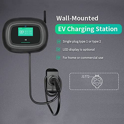 MCEVKELN Nivel 2 J1772 - Cargador EV 240 V 32a WiFi, estación de carga inteligente para vehículos eléctricos BG-001