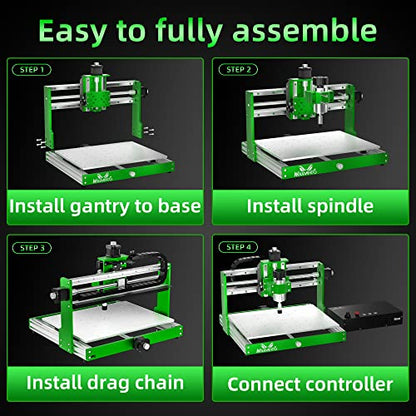 FoxAlien x WoodMads WM-3020 - Router CNC para cavidad de metal, rieles lineales de husillo de 300 W y tornillos de bola, fresadora de 3 ejes para aluminio y cobre, madera acrílica