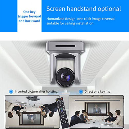 Jimcom PTZ IP Streaming Cámara con salida simultánea USB3.0 y LAN, cámara de videoconferencia con entrada de audio de 0.138 in