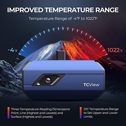 TOPDON TC001 256 x 192 IR de alta resolución, cámara de imágenes térmicas, cámara de imágenes térmicas, precisión de temperatura optimizada, funciona para teléfonos inteligentes y tabletas y PC (no para iOS)