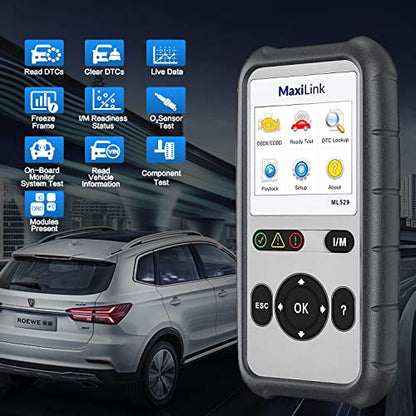 Autel MaxiLink ML529 (versión actualizada 2022 de AL519) Lector con actualización de software de por vida, AutoVIN para DTC rápido escáner OBDII