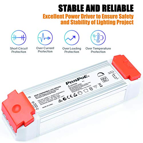 driver regulable LED de 12 V CC 60 W, transformador universal regulado de 12 V CC regulable fuente de alimentación compatible con Lutron, reguladores Leviton para iluminación LED Armacost 840600, atenuación de 0-100%