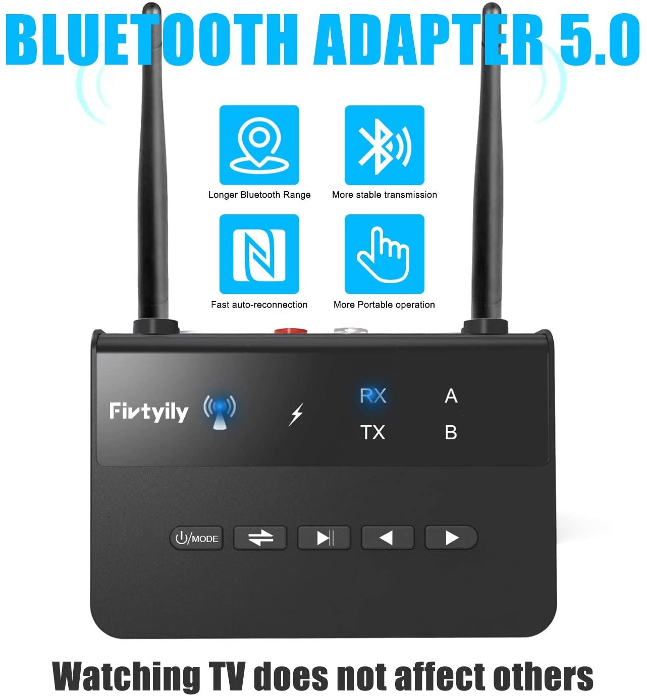 August Receptor transmisor de audio Bluetooth 5.0, conexión dual para  auriculares de TV y altavoces HiFi MR280 - Multipunto, baja latencia,  estéreo