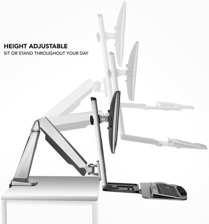 Mount-It! Sit Stand Workstation for Single Monitor and Keyboard - Height Adjustable Standing Desk Mount with Monitor Mount and Keyboard Tray