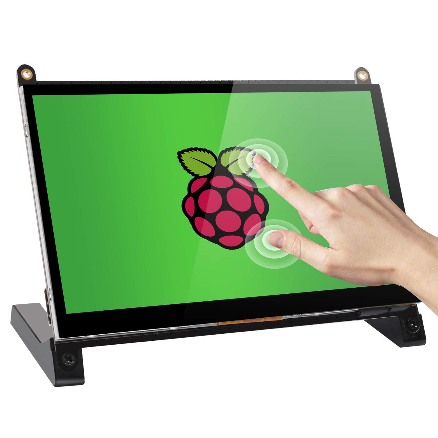 Monitor de pantalla táctil con funda, pantalla ROADOM Raspberry Pi de 10.1  pulgadas, IPS FHD 1024 × 600, táctil sensible y suave, altavoces integrados