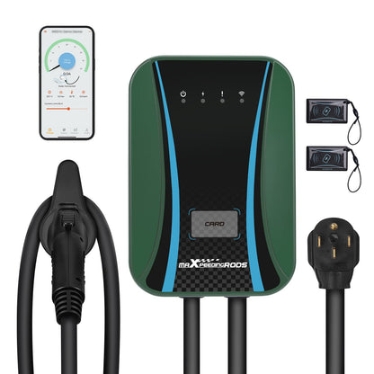 maXpeedingrods Cargador EV de hasta 48amp para Tesla, estación de carga inteligente vehículos eléctricos Wi-Fi 240V J1772 pared EVSE IP65