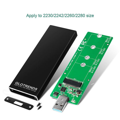 GLOTRENDS USB 3.0 to M.2 Enclosure Case for SATA M.2 SSD(Key B/B+M)