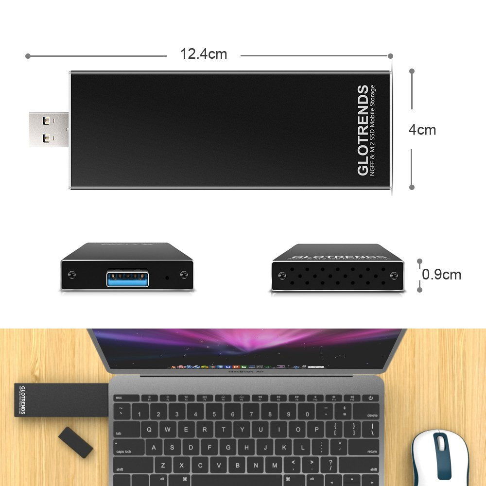 GLOTRENDS USB 3.0 to M.2 Enclosure Case for SATA M.2 SSD(Key B/B+M)