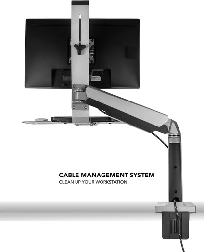 Mount-It! Sit Stand Workstation for Single Monitor and Keyboard - Height Adjustable Standing Desk Mount with Monitor Mount and Keyboard Tray