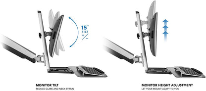 Mount-It! Sit Stand Workstation for Single Monitor and Keyboard - Height Adjustable Standing Desk Mount with Monitor Mount and Keyboard Tray