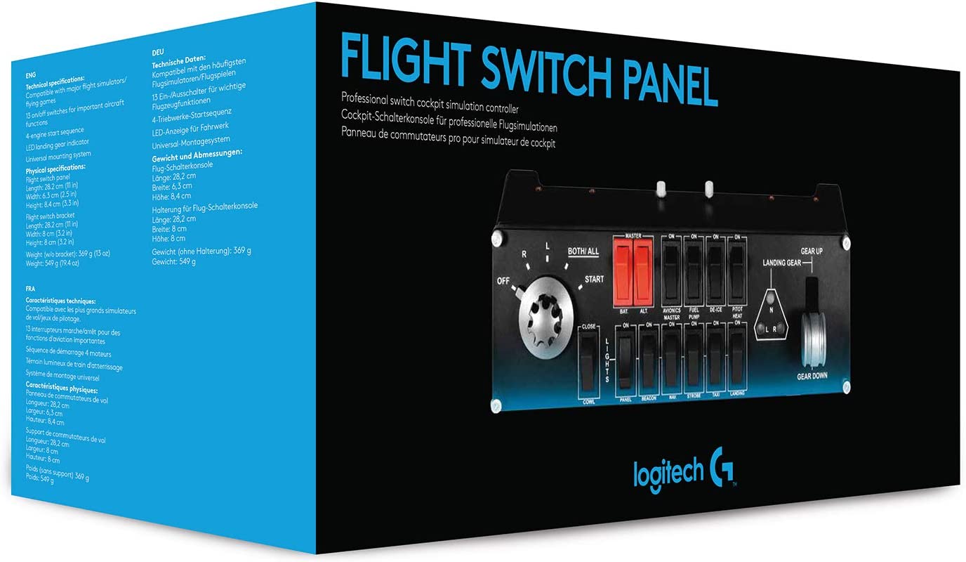 Logitech G Saitek Pro Flight Switch Panel de Conmutadores para Simulación de Vuelo, Cinco Posiciones de Control Giratorio de Magneto