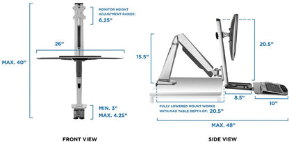 Mount-It! Sit Stand Workstation for Single Monitor and Keyboard - Height Adjustable Standing Desk Mount with Monitor Mount and Keyboard Tray