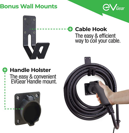 EV Gear Estación de cargador de pared para vehículo eléctrico, nivel 2, 40 AMP/240 V, cable de 25 pies, enchufe de pared NEMA 6-50, reemplazo de/compatible con vehículos eléctricos usando enchufe SAE J1772