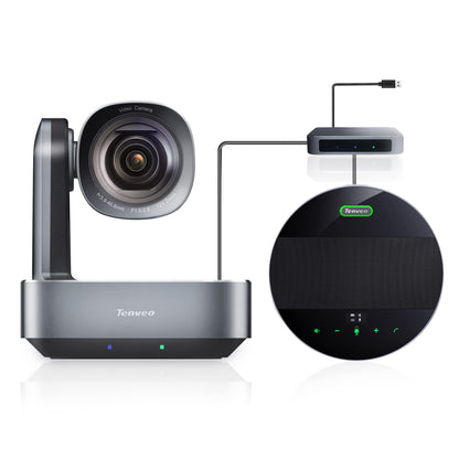 Tenveo VLGroup Cámara de conferencia 4K UHD todo en uno con sistema de altavoz Bluetooth, zoom óptico de 12X, lente de ángulo de visión amplio de 360°, compatible con Zoom Skype Teams para reuniones remotas de sala grande