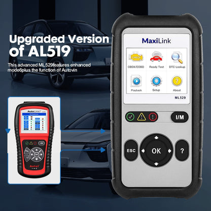 Autel MaxiLink ML529 (versión actualizada 2022 de AL519) Lector con actualización de software de por vida, AutoVIN para DTC rápido escáner OBDII