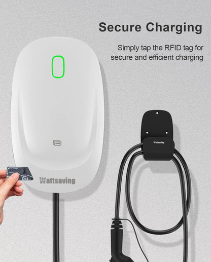 Wattsaving Cargador EV de nivel 2 – Estación de carga de vehículo eléctrico de 240 voltios hasta 40 amperios con enchufe NEMA 14-50 y cable de 24.6 pies, color negro