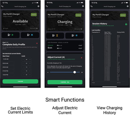 PortFi Estación de carga Smart Level 2 para vehículos eléctricos (EV), certificado de seguridad, interior/exterior, enchufe NEMA 14-50, cargador L2 EVSE/EV (Wi-Fi, 40 A)