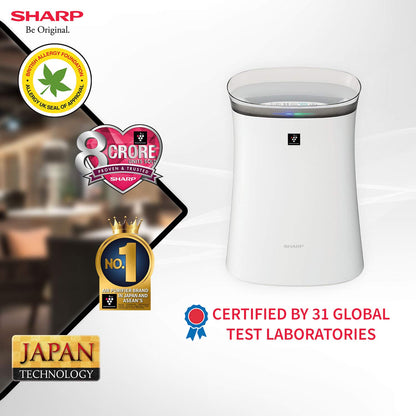 Sharp Air Purifier for Homes & Offices | Dual Purification - ACTIVE (Plasmacluster Technology) & PASSIVE FILTERS (True HEPA H14+Carbon+Pre-Filter) | Captures 99.97% of Impurities | Model:FP-F40E-W | White