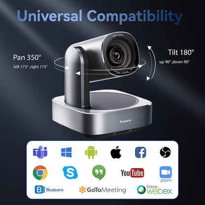 Tenveo VLGroup Cámara de conferencia 4K UHD todo en uno con sistema de altavoz Bluetooth, zoom óptico de 12X, lente de ángulo de visión amplio de 360°, compatible con Zoom Skype Teams para reuniones remotas de sala grande