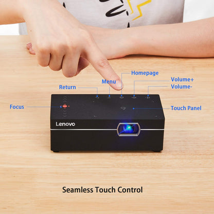 Lenovo M1 Smart Mini Proyector, de bolsillo 200 lúmenes ANSI Proyectores de vídeo DLP portátiles con WiFi, imagen de 110 pulgadas, proyector de película, control táctil inteligente, entretenimiento en el hogar
