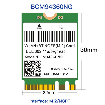 Wireless MacOS Hackintosh 1200Mbps BCM94360NG NGFF M.2 Wifi Card Bluetooth 4.0 Adapter 802.11ac 2.4G/5Ghz Than BCM94352Z DW1560