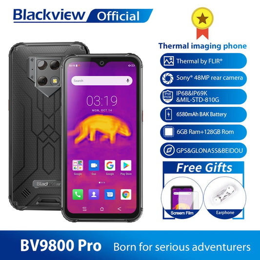 Blackview BV9800 Pro Global First Thermal imaging Smartphone Helio P70 Android 9.0 6GB+128GB Waterproof 6580mAh Mobile Phone