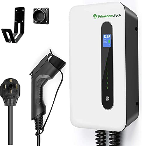 PRIMECOM Estación de carga de pared para vehículo eléctrico inteligente de 40/32 amperios, nivel 2 EVSE, 220/240v