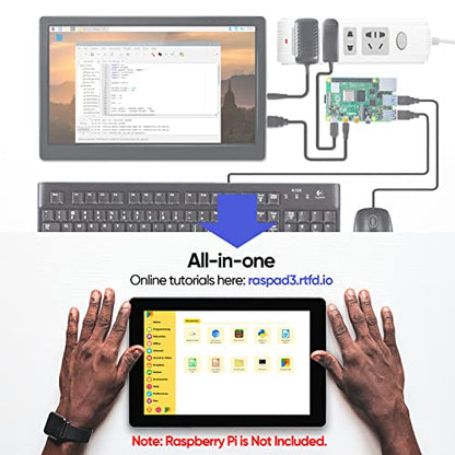 SunFounder RasPad 3.0 - Una tablet todo en uno para Raspberry Pi 4B con visualización táctil de 10.1 pulgadas y batería integrada para proyectos de IoT, programación, juegos, impresión 3D