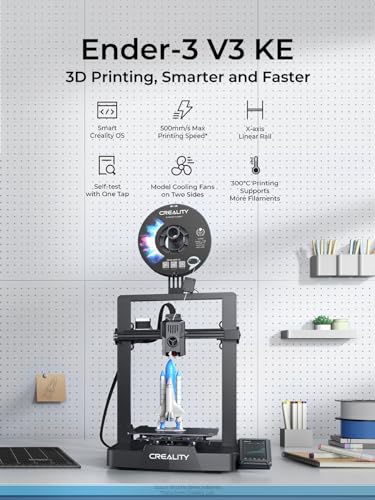 Creality Impresora 3D Ender-3 V3 KE, 500mm/s Velocidad de Impresión Impresora 3D, CR Touch Auto Nivelación, Sprite Extrusor Directo Acero Rígido Eje X Lineal, Impresión de 300 ℃, 220x220x240mm