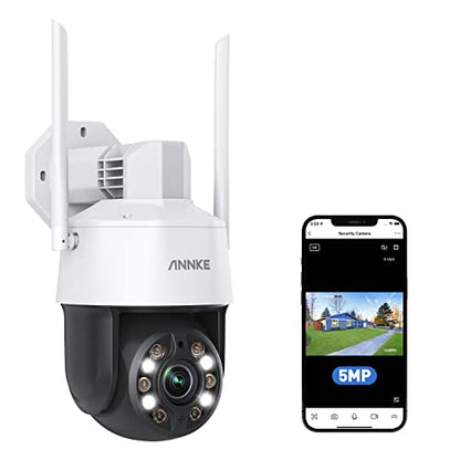 ANNKE Cámara de seguridad PTZ de 5 MP para exteriores, seguimiento automático de zoom óptico 20X, cámara de seguridad WiFi de 2.4 GHZ con detección humana AI, visión nocturna a color, conversación bidireccional, tarjeta SD de hasta 128 GB (no incluida)