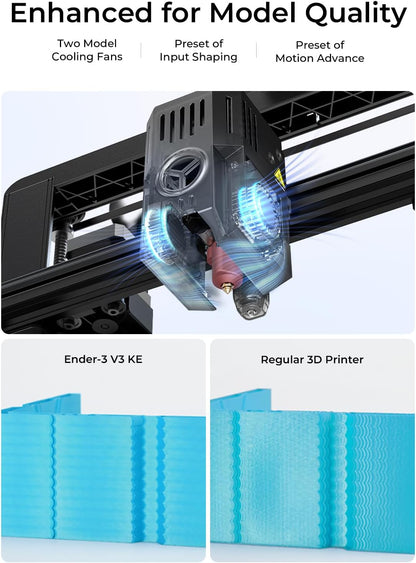 Creality Impresora 3D Ender-3 V3 KE, 500mm/s Velocidad de Impresión Impresora 3D, CR Touch Auto Nivelación, Sprite Extrusor Directo Acero Rígido Eje X Lineal, Impresión de 300 ℃, 220x220x240mm