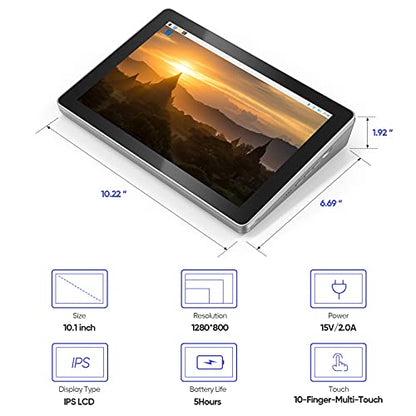 SunFounder RasPad 3.0 - Una tablet todo en uno para Raspberry Pi 4B con visualización táctil de 10.1 pulgadas y batería integrada para proyectos de IoT, programación, juegos, impresión 3D