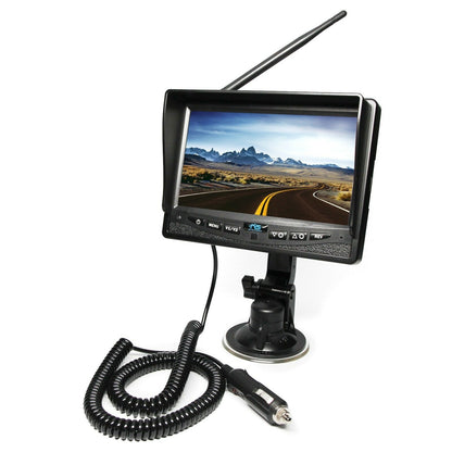 Wireless 7" LCD Split Screen Backup Camera with Cigarette Lighter Plug 130° View