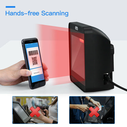 USB Wired Hands-Free 2D Barcode Scanner 1D QR Screen Barcodes for Retail Store