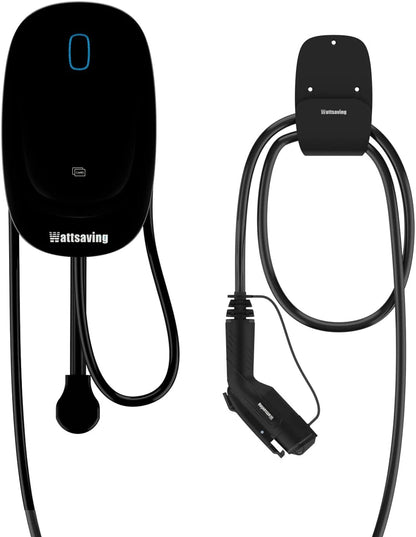 Wattsaving Cargador EV de nivel 2 – Estación de carga de vehículo eléctrico de 240 voltios hasta 40 amperios con enchufe NEMA 14-50 y cable de 24.6 pies, color negro