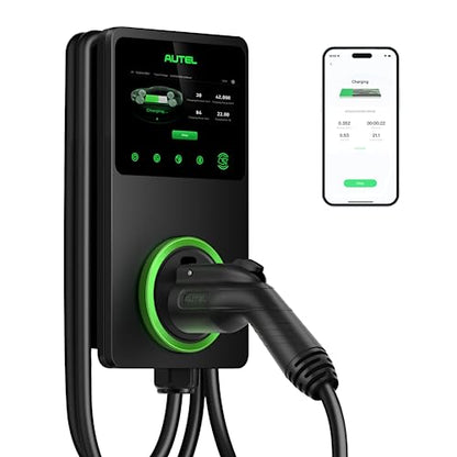 Autel Smart Level 2 Cargador eléctrico para vehículo (EV) de hasta 50 amperios, 240 V, estación de carga con cable para coche con visualización táctil LCD, Energy Star, CSA, Bluetooth, Wi-Fi, Ethernet, 4G, ‎AEUS-106000767E-BK-001